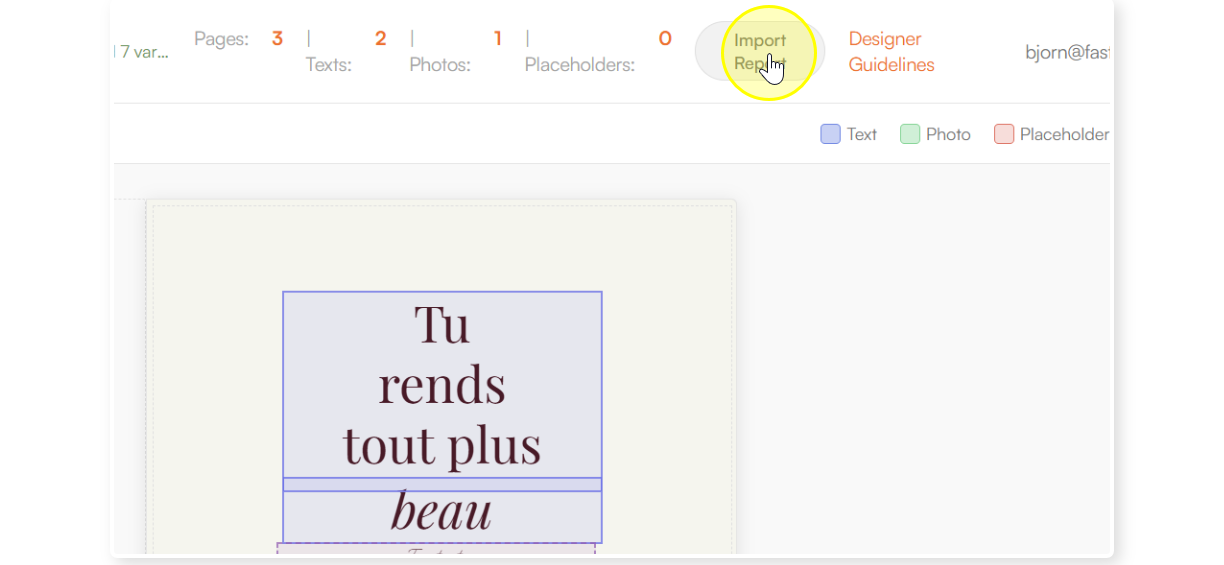 The Import Report button highlighted in the header bar (step 5)